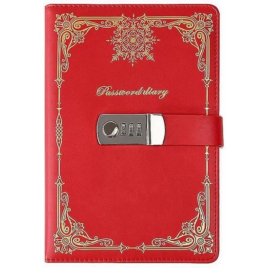 Journal En Cuir PU Avec Serrure à Combinaison - Carnet A5 Fleur Étoile, 210x145mm, Papier Rechargeable