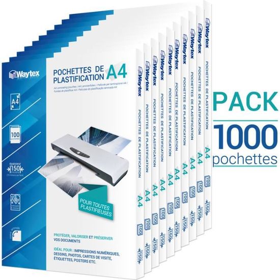 Feuilles De Plastification 150 Microns – Lot De 100, Format 70 X 100 Mm, Transparentes, Corners Arrondis, Pour Documents Et Photos