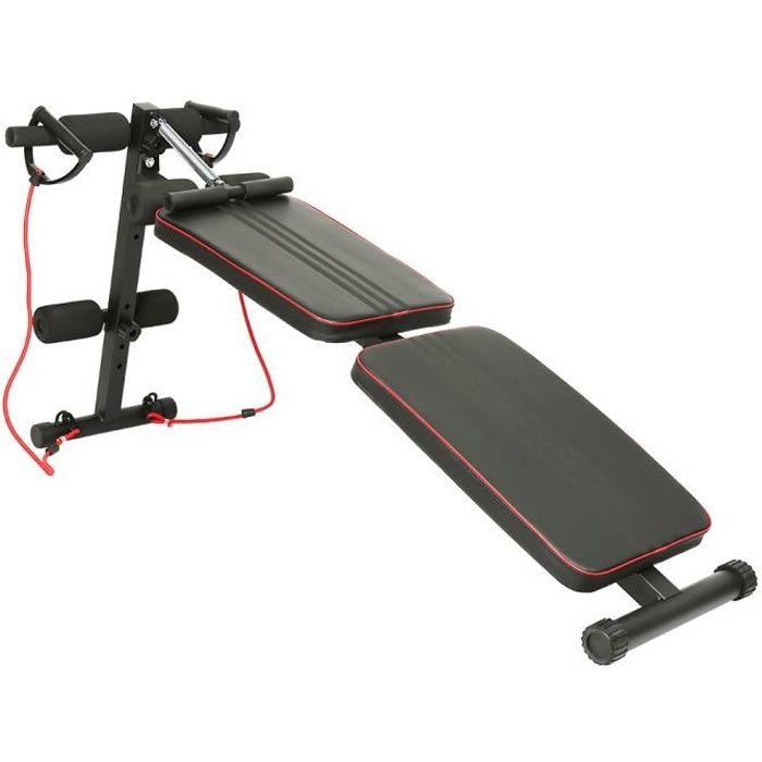 Banc de musculation ZHONGLI Pliable Réglable Appareil à Abdominaux et Dorsaux Charge max 200kg avec 2 Bandes de résistance