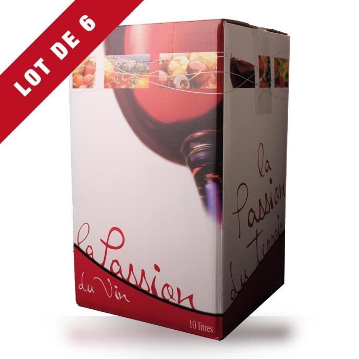 Lot de 6 - Bag-In-Box 10L Domaine de Lescure Rouge IGP Comté Tolosan - 6x1000cl - Vin Rouge