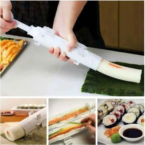 Appareil à Sushis et Makis à Piston Blanc Rouleaux Kit Sushi Sushi moule