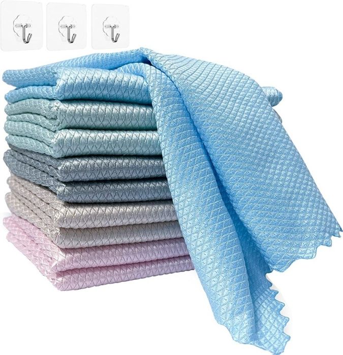 Chiffon spécial en écailles de Poisson pour Le Nettoyage du Verre, sans Traces, Chiffon de Nettoyage pour Le ménage,3pcs