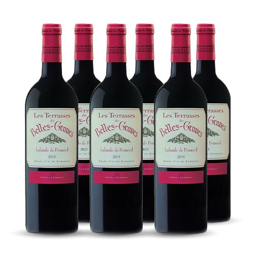 6 bouteilles - Vin rouge - Tranquille - CHATEAU BELLES-GRAVES LES TERRASSES DE BELLES-GRAVES Lalande-de-Pomerol Rouge 2015 6x75cl