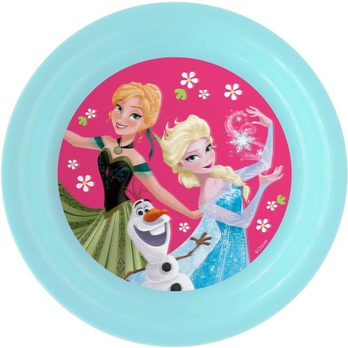LA REINE DES NEIGES Assiette Plate - Ø20 cm - Rose et Turquoise