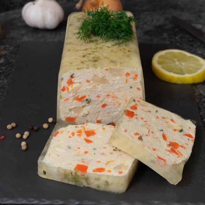 2 terrines de poissons : 1 noix de St Jacques et 1 au 2 saumons et à l'aneth - 2x950g - France