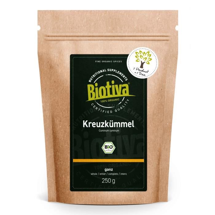 Cumin entier biologique 250g - Qualité supérieure - Emballé et contrôlé en Allemagne