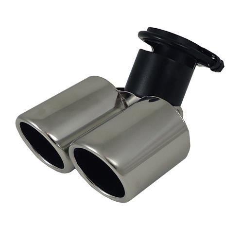 Embout echappement réglable en inox double ovale 76mm pour sortie 45-58 mm