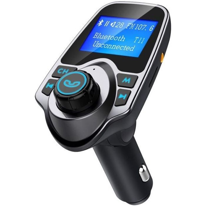 Voiture Bluetooth Lecteur MP3 Transmetteur FM Appel Mains Libres, Double Recharge USB, Micro SD/TF pour iPhone 8 7 Plus 6, Samsung