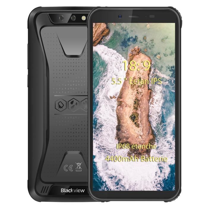 Blackview BV5500 Smartphone IP68 étanche 5,5- Écran 16 Go ROM Batterie 4400mAh Téléphone portable - Noir