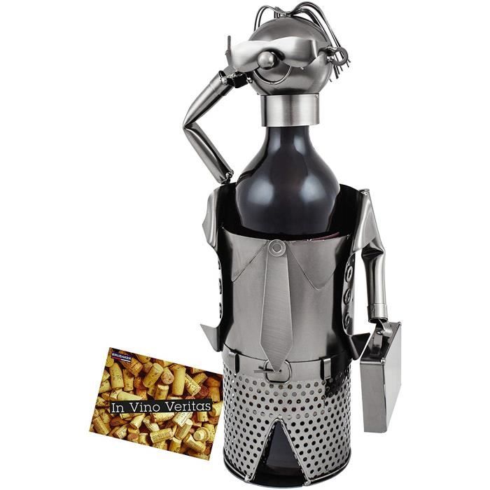 BRUBAKER Porte-bouteille de vin - Homme d'affaires - Métal - Carte de vœux incluse - Idée cadeau originale - Objet décoratif