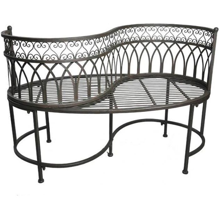Banc Conversation Confident Causeuse Banquette en S en Fer Marron 61x78x112cm