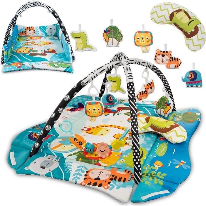 LIONELO Tapis d'éveil bébé Anika aire de jeu avec accessoires et jouets Multicolor