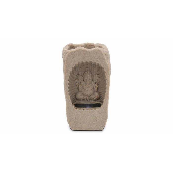 Fontaine Ganesh avec LED - 32,5 x 24 x 60 cm - Pierre naturelle - Oviala - Gris