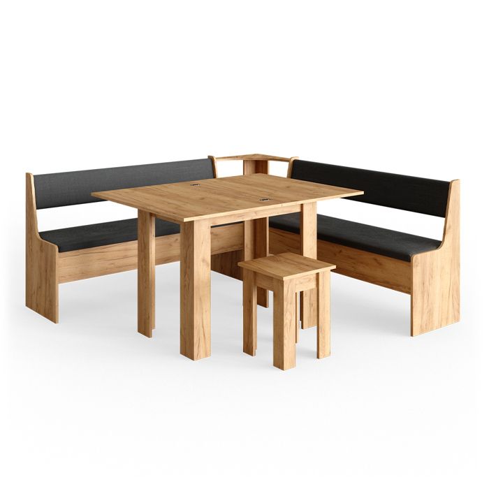 Ensemble table et bancs en angle Vicco Roman, banc de cuisine, banc avec coffre, banc de salle à manger pour table de salle à manger
