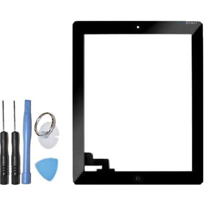 Vitre ecran tactile iPad 2noir, bouton et adhésif