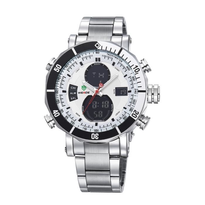 WEIDE WH-5203 Montre-bracelet de sport à affichage numérique avec quartz et à la date / semaine l'alarme acier MONTRE BRACELET