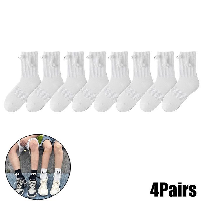 Chaussettes St Valentin AIYVELU - 2 Paires De Chaussettes Magnétiques Rigolotes Pour Couple - Blanc Avec Smiley Chaussettes Magnétiques Soldes