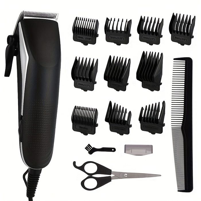 Tondeuse à cheveux pour hommes fonctionnement filaire avec prise ue pratique pour les coupes de cheveux à domicile