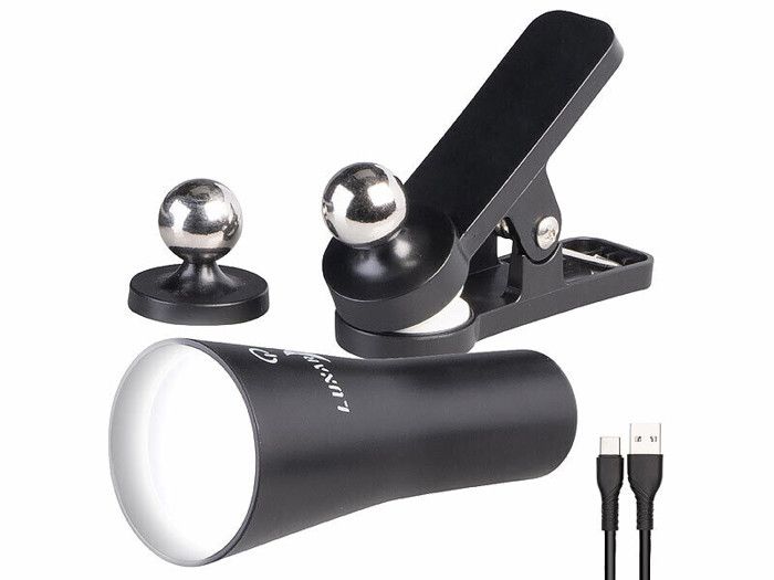 Lampe rechargeable à pince - Lunartec - Noir - LED - Aimantée - Intérieur