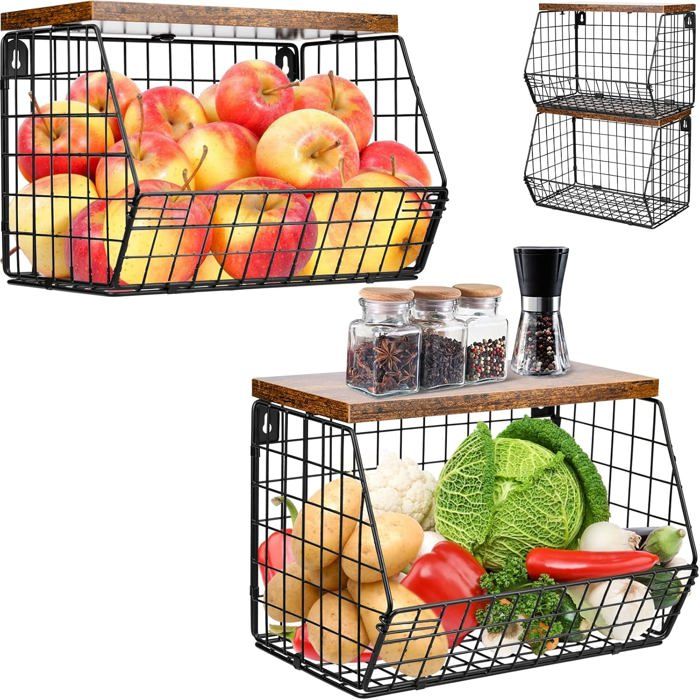 Panier à Fruits 2 étages – Gain De Place Et Style Dans La Cuisine ! - 3