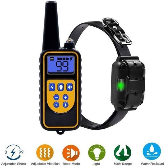 Comparer les prix de Collier de Dressage Chiens Rechargeable et IP67 tanche avec Distance de 800m99 Niveaux de Mode VibrationChoc COLLIER ANTI-ABOIEMENT