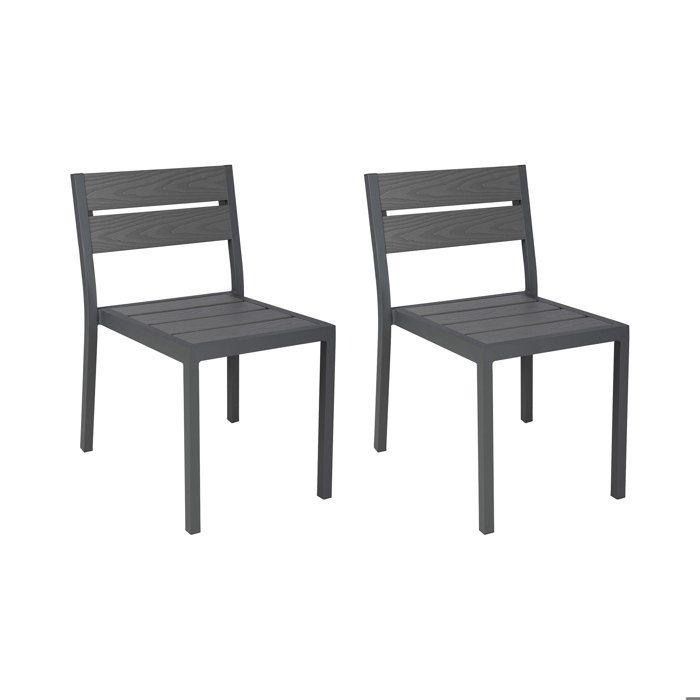 Lot de 2 chaises en aluminium et bois Gris