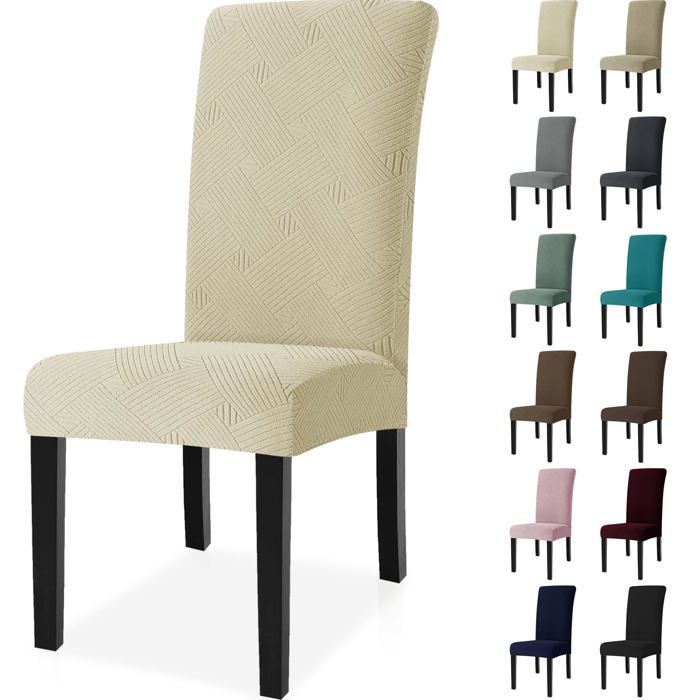 Ystyle Housse de Chaise 4 Pièces Housses de Chaises Lavable Moderne Couvre Chaise Protege Chaise Decoration Beige