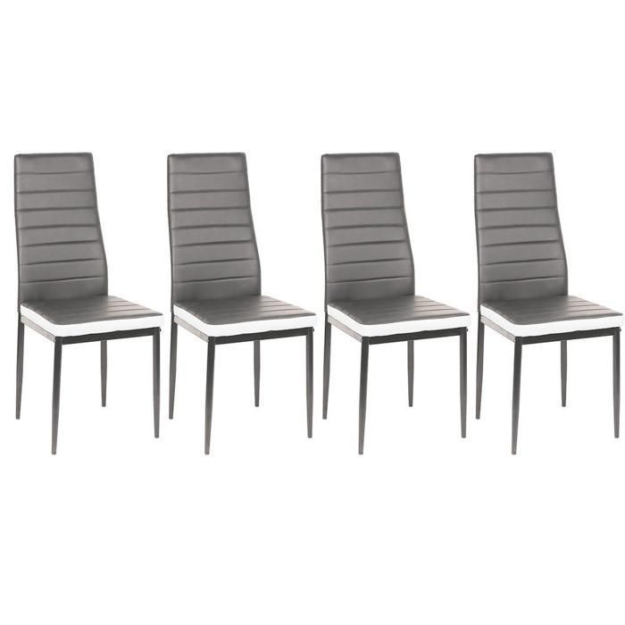 VIVOLILV Chaise de Salle à Manger en simili cuir et métal - Lot de 4 - 40X39X98 cm - Chaises Contemporain Gris