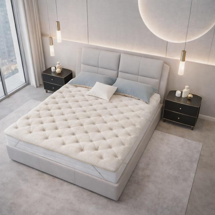 Surmatelas 180x200 cm Bamboo Relax - Mémoire de forme et latex - 7 zones de confort