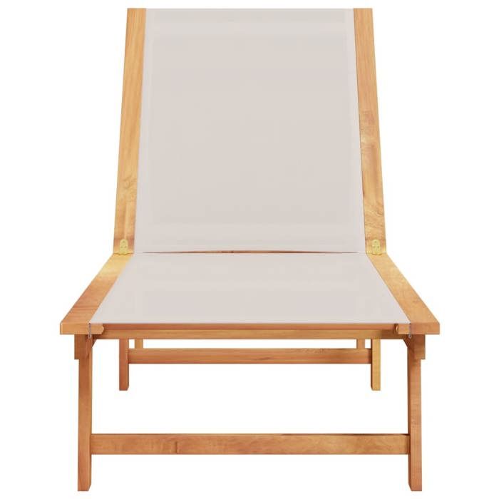 Chaise longue Anti-intempéries Bain de soleil VIDAXL gris bois dacacia solide et textilène(1069)