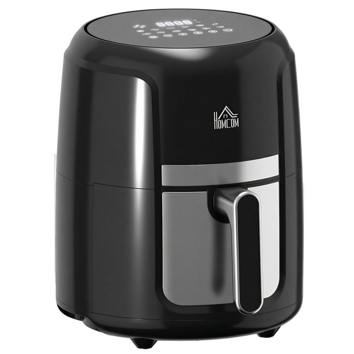 HOMCOM Friteuse Sans Huile 4 L, Air Fryer 1300 W 12 Programmes, &Eacute;cran Tactile, Temp&eacute;rature R&eacute;glable, Panier Antiadh&eacute;sif, Noir