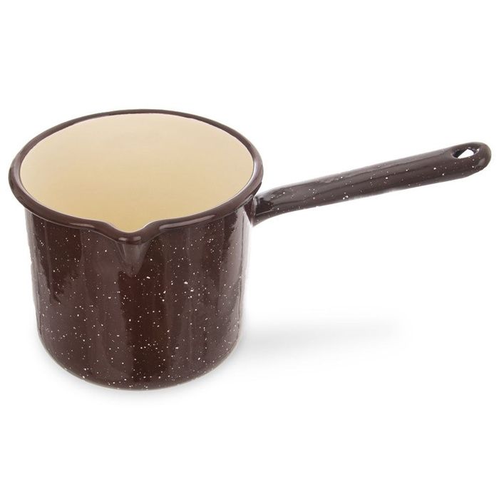 Casserole émaillée - ORION - 12 cm - 1 2 L - Marron - Compatible induction - Bec verseur - Manche ergonomique