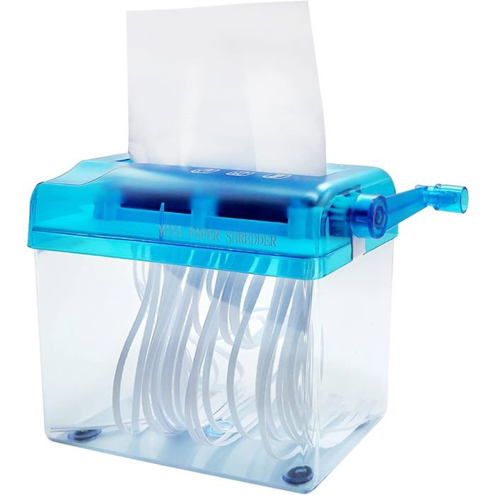 Destructeur De Papier Manuel Mini – Portable, Sans électricité, Coupe 3 Mm, Bac Transparent 1 L