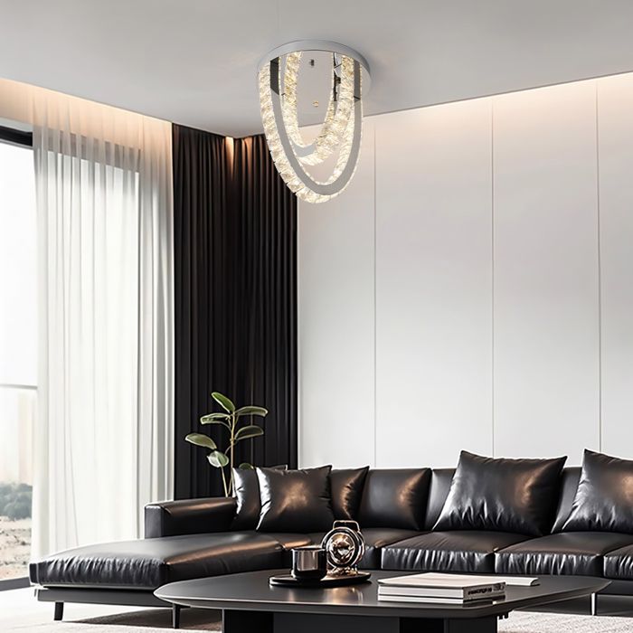 Plafonnier LED en cristal Plafonnier Lustre Salon Modifiable