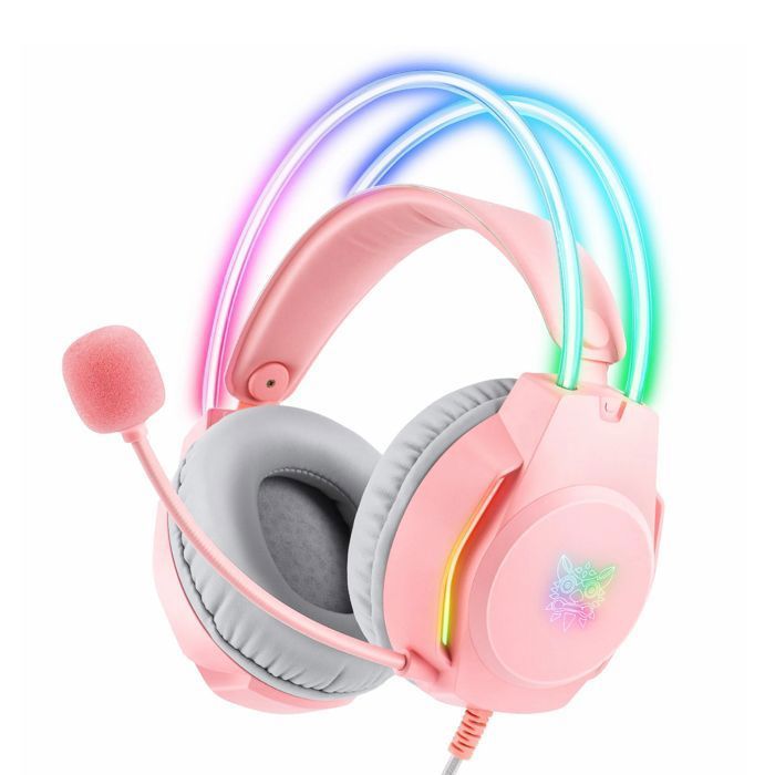 Casque Gamer Filaire - RNCYN - X26 - LED RGB - Micro Omnidirectionnel - Rose