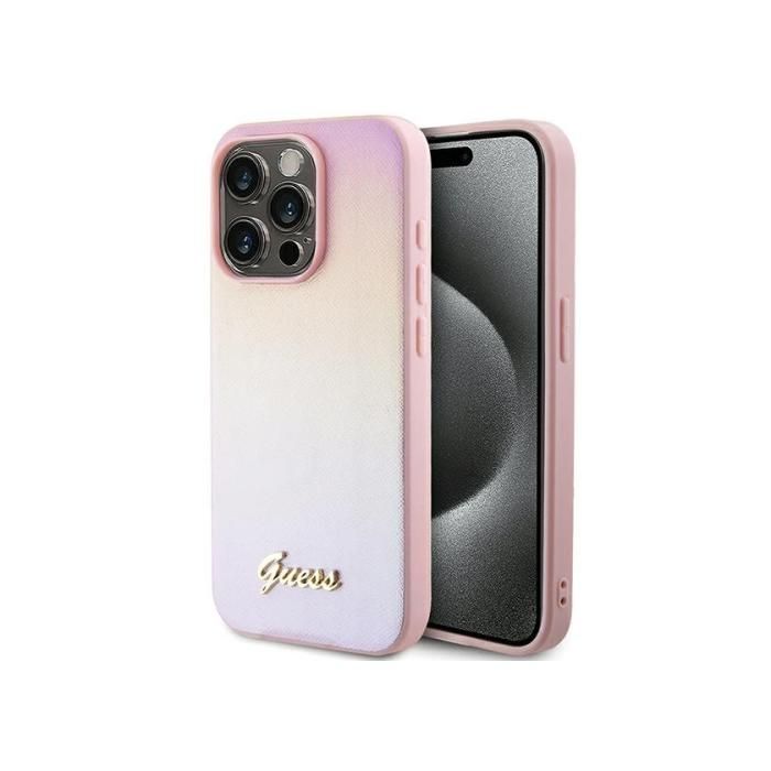 Coque Rigide Guess Guhcp14Lpsairsp Pour Iphone 14 Pro 6.1 Motif Saffiano Irisé