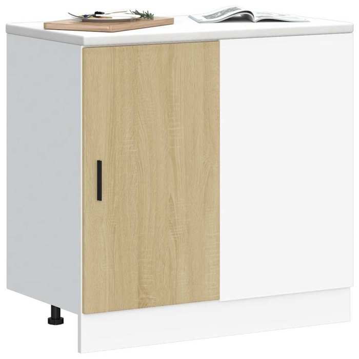 Meuble sous évier en chêne - vidaXL - Chêne Sonoma - 86x46x81 5 cm - Capacité 70 kg - Pieds réglables
