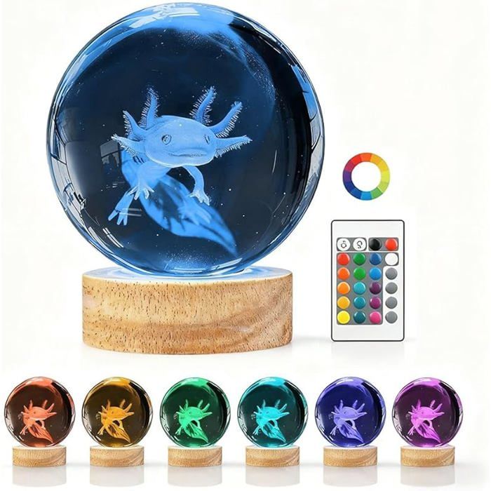 Veilleuse système solaire 3D 8 9cm boule cristal lune 16 couleurs lampe spatiale pour bureau moderne DECORATION LUMINEUSE