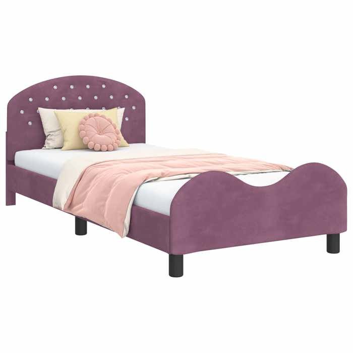 [6128916]Lit jeune/Adulte - Contemporain lit enfants lit simple Cadre de lit pour enfants avec tête de lit Pourpre 90x190 cm Poid