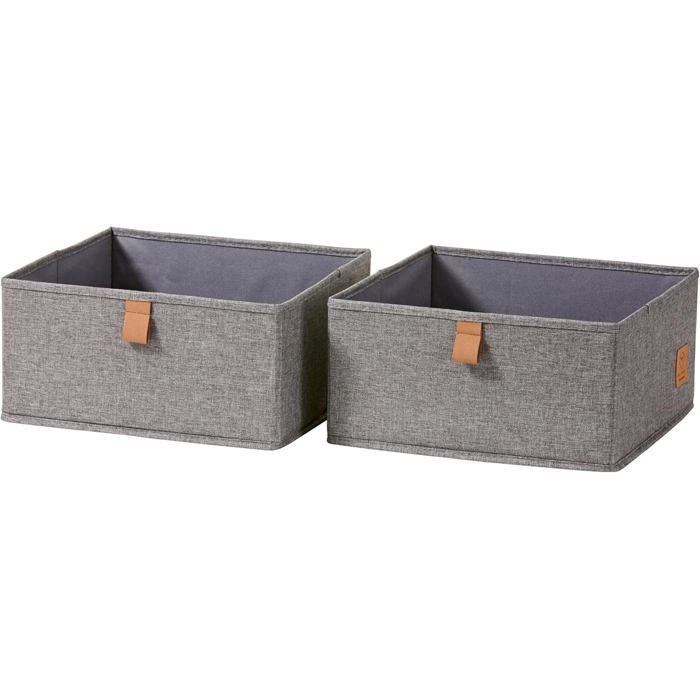 Boîtes de rangement en tissu-KAL-lot de 2 boîtes de rangement en tissu pliables 30×30×15 cm gris chiné