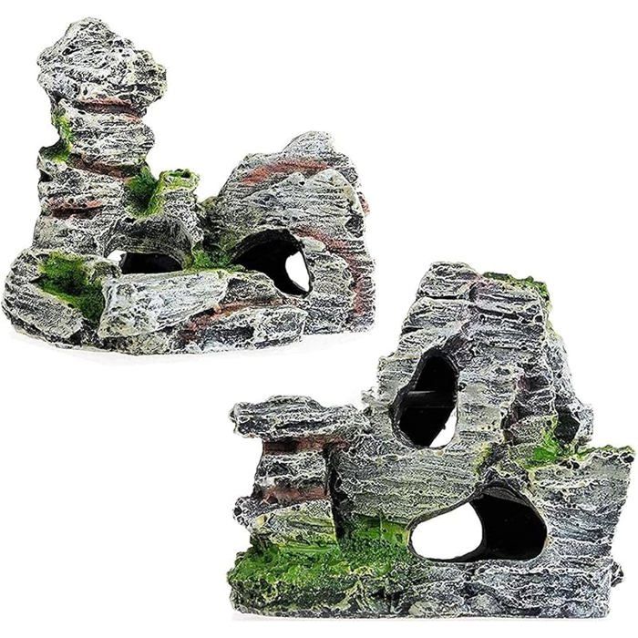 2 grottes décoratives accessoires pour animaux de compagnie décoration de piscine de poisson aquarium grotte en