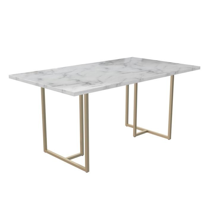 Astor - Table à Manger En Effet Marbre Blanc 8 Personnes L160 Astor - Table à Manger En Effet Marbre Blanc 8 Personnes L160