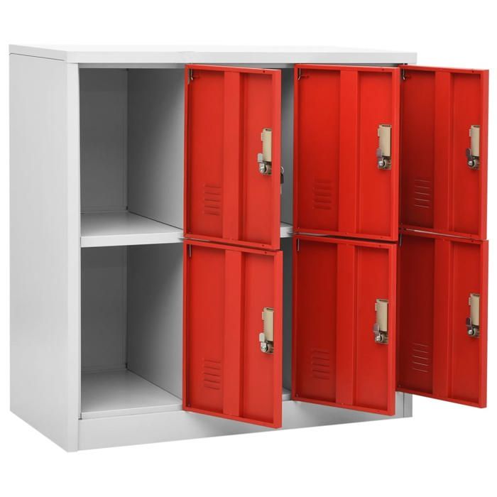 Remise 2026®Rouge - Armoire à casiers grand stockage - Armoire vestiaire - gris clair - et rouge 90x45x925cm Acier 995 2929135