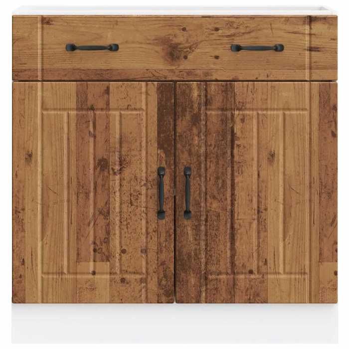 BUFFET de cuisine - Vaisselier/Armoire rangement - Lucca vieux bois bois ingénierie 80x46x81.5 cm L492