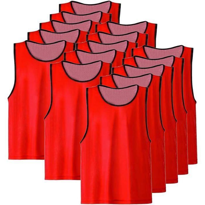 Lot de 15 Chasuble ajourée simple de taille Small gilet dentrainement couleur ROUGE Lot de 15 Chasuble ajourée simple de taille Small gilet dentrainement couleur ROUGE