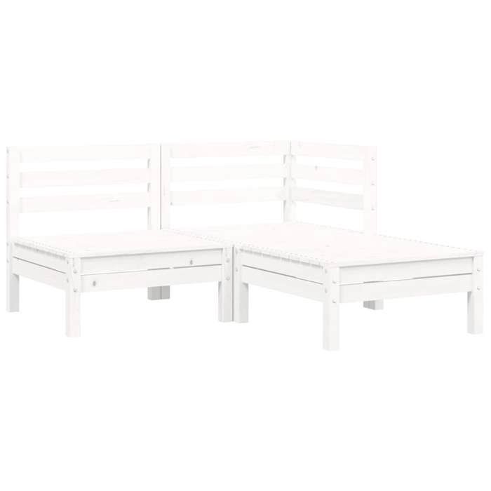 Salon de jardin 3 pcs - moderne - Mobilier de jardin - avec coussins - Blanc Bois de pin massif CC2317