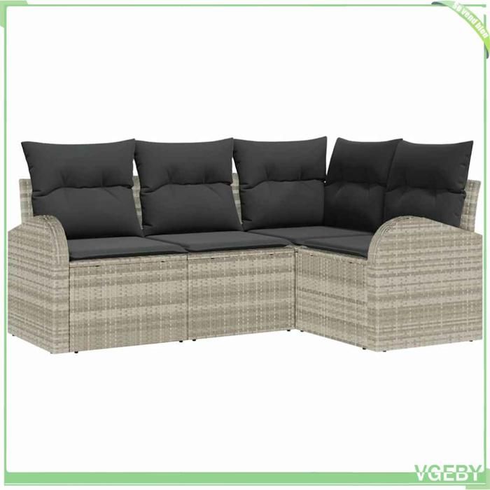 Ensemble canapé de jardin 4 pcs - FAFEICY - Modulaire - Gris clair - Polyrotin - Anti-UV