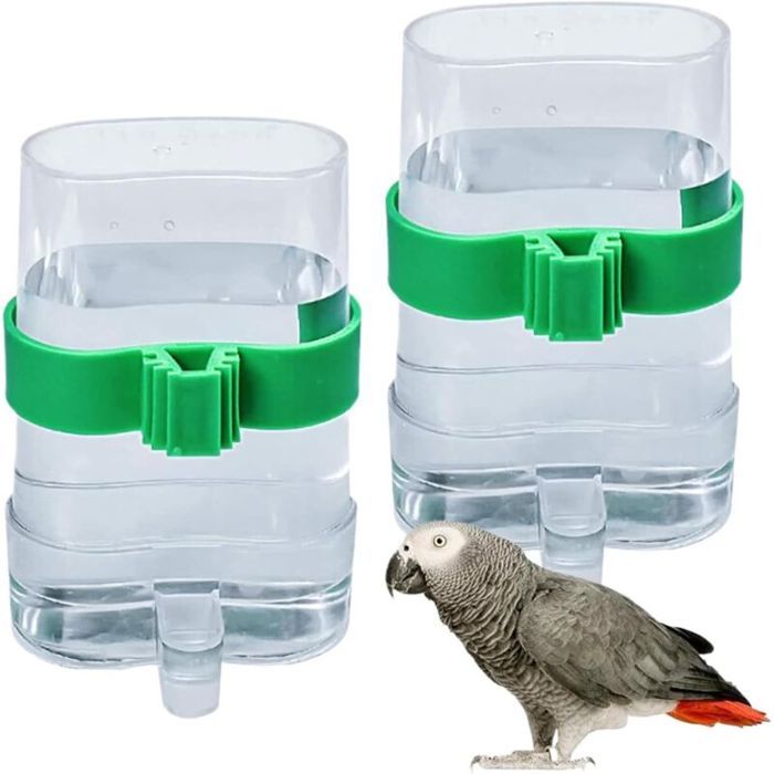Mangeoire automatique pour cage à oiseaux 2 distributeurs de graines de 220 ml pour perroquets canaris calopsittes