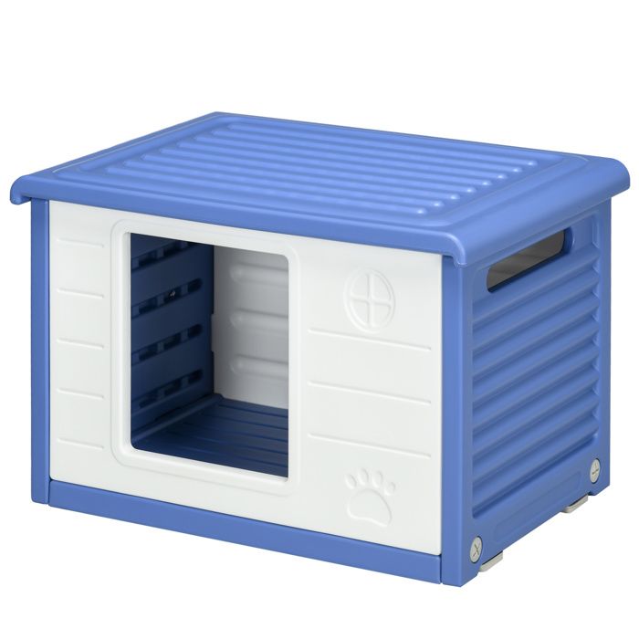 LIA Niche chien extérieur plastique aérations bleu/blanc