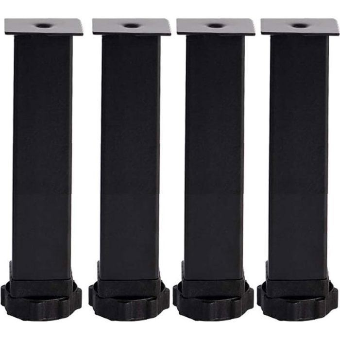 Pieds de soutien de lit - PZCC - Réglables en hauteur - Inox - 25 cm - 4 pièces Noir